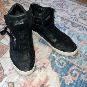 Diesel men's claw king black leather high top sneakers